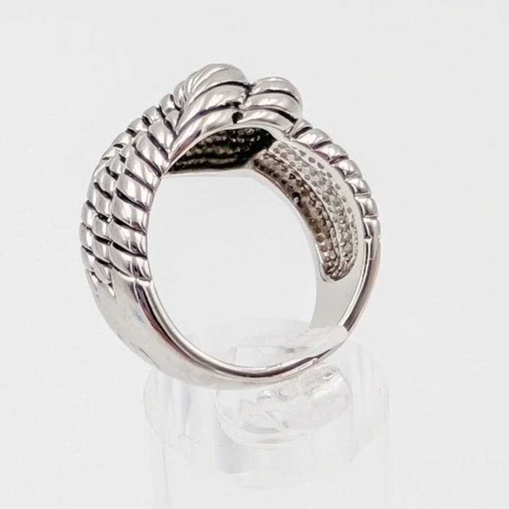 Lia Sophia Love Knot Ring Twist Cable Chunky Silver Tone Statement 8